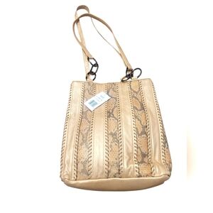 Vintage SHARIF Tan Snake Print Shoulder Bag NwT